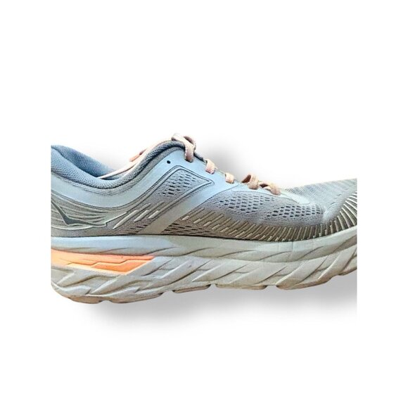 Hoka One One W Bondi 7 Womens Size 9.5 Gray Peach Running Shoes Sneakers Cushion - Picture 10 of 16